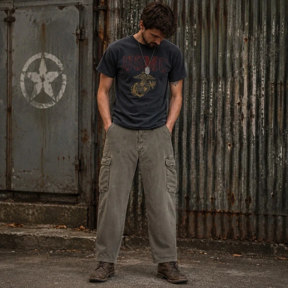 J. Crew Flannel Lined Cargo Pants Mens 40x32 Button Fly Brown Utility‎ Fade Y2k